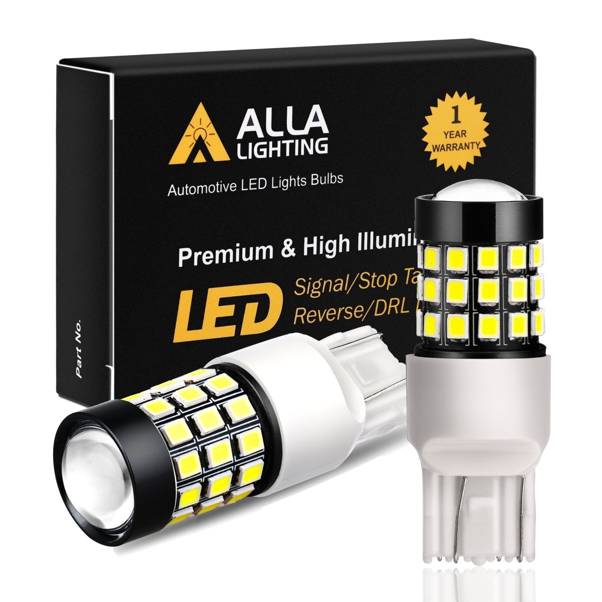 7443 7440 LED Lights Bulbs 2835 39-SMD, 6000K White/Amber Yellow/Red -Alla Lighting