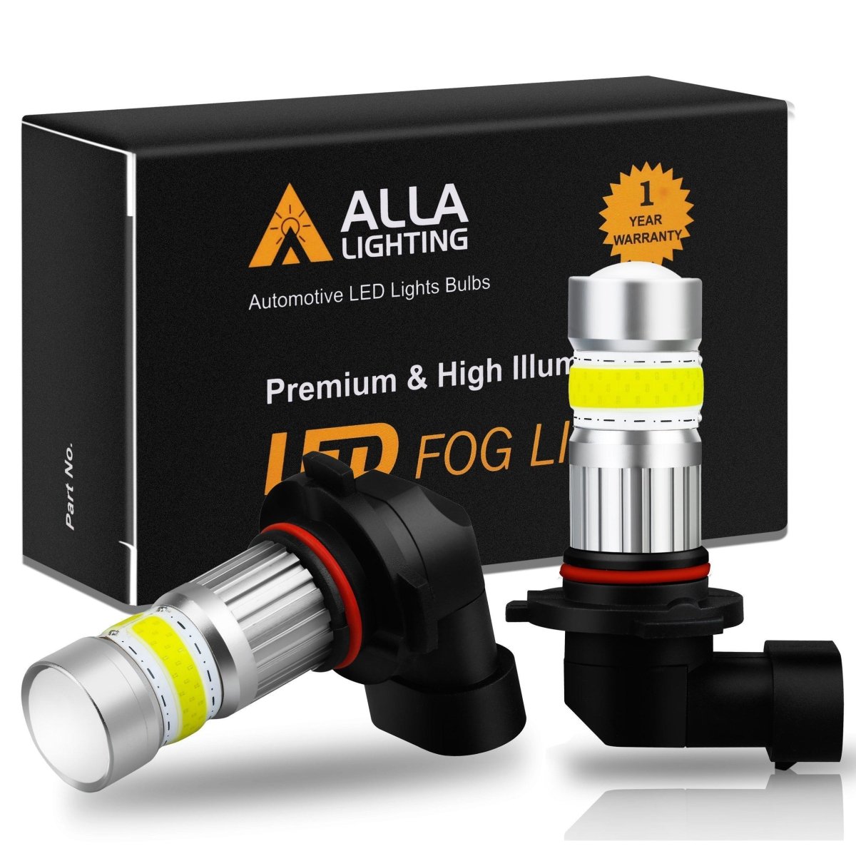 COB-72 HB4 9006 LED Fog Light Bulbs, 6500K White/8000K Blue/3000K Amber Yellow -Alla Lighting