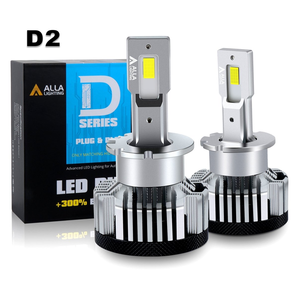 D2S D2R LED Headlights Bulbs, CAN-BUS Plug-N-Play Switch HID Headlamps -Alla Lighting