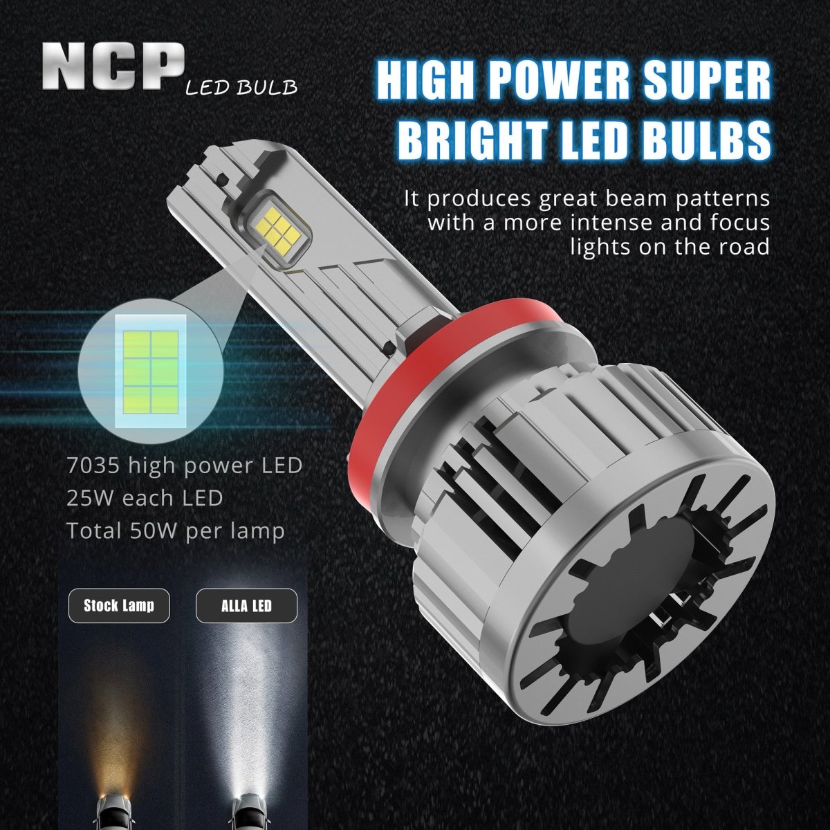 NCP H8 H9 H11 CANBus LED Headlights Bulbs | High, Low Beam Replacement -Alla Lighting